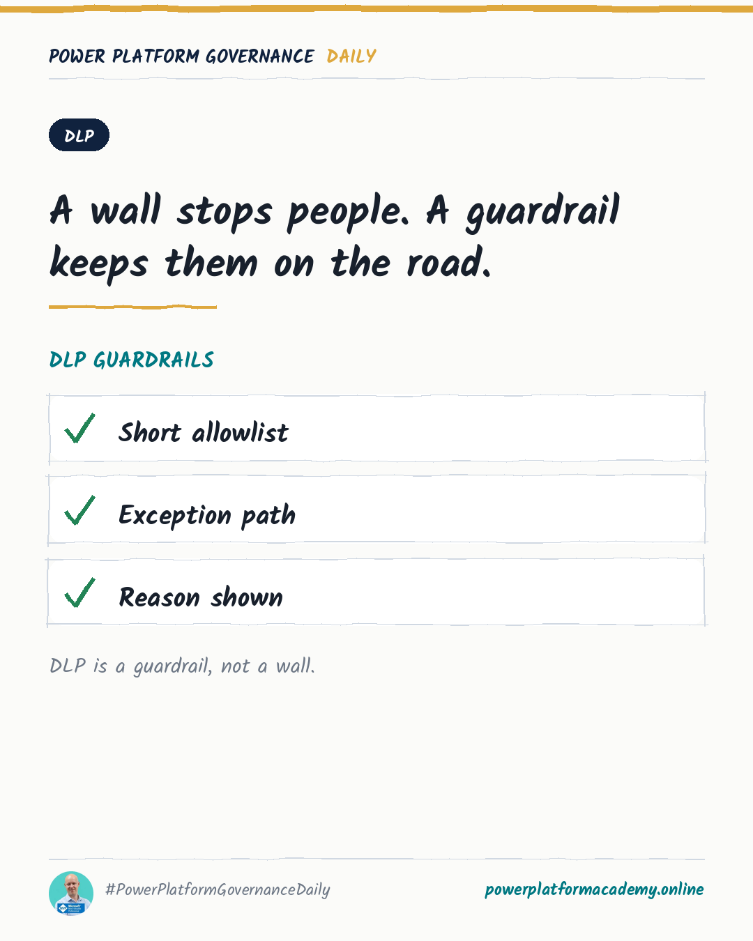 Governance card: The Open Wall — DLP is a guardrail, not a wall.